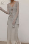 SWAYING/KNIT Washi Feather Cardigan SW22SST49 Grey PS46